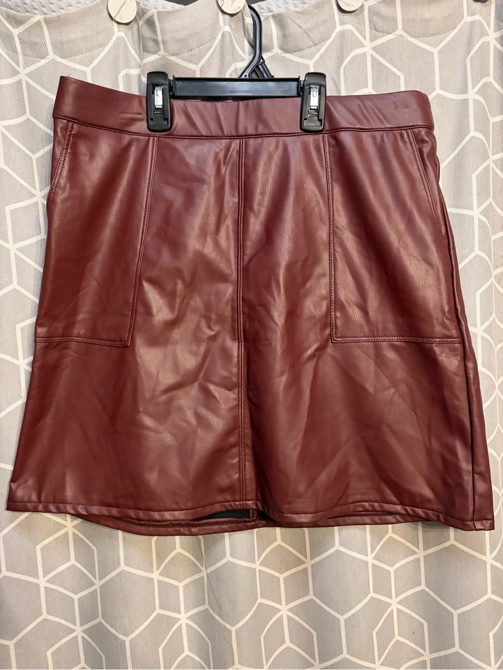 Maurices Faux Leather Mini Skirt in Burgundy